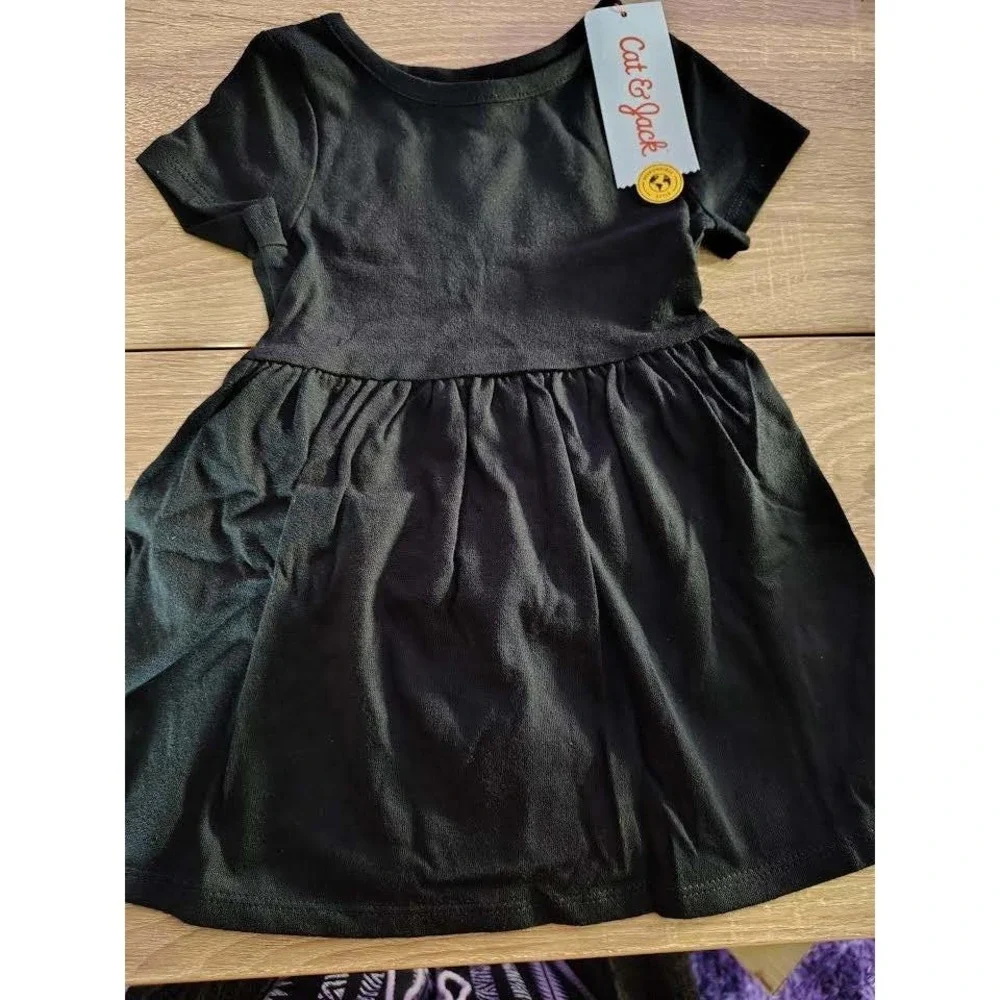 Cat and Jack Girls Black Short Sleeve‎ Casual Dress Size 18 Months